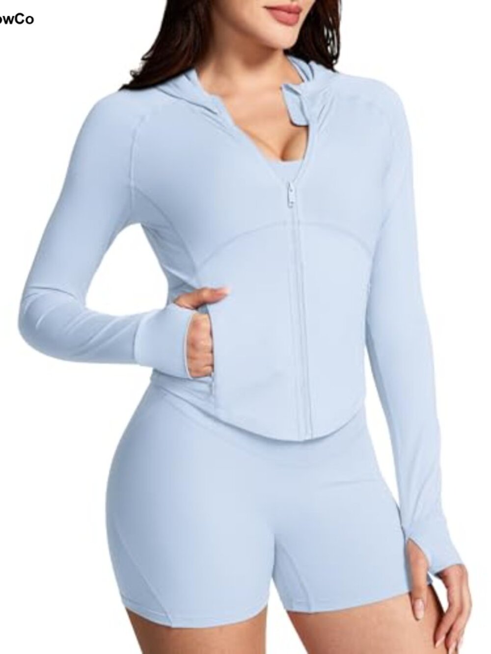 UPF 50+ Sun Protection Hoodie Jacket Lightweight Cropped Zip Pockets